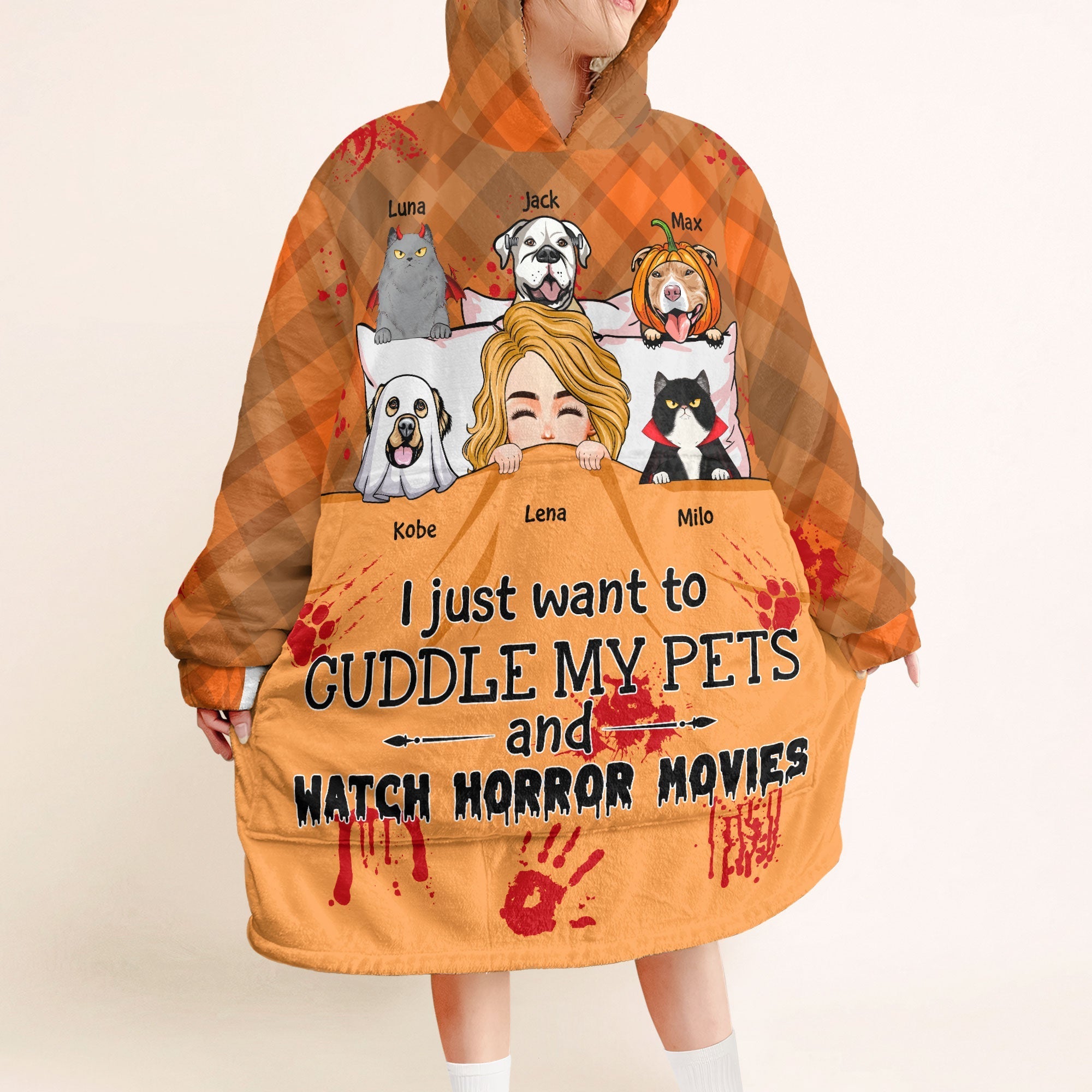 I Just Want To Cuddle My Fur Babies - Personalized Oversized Blanket Hoodie
