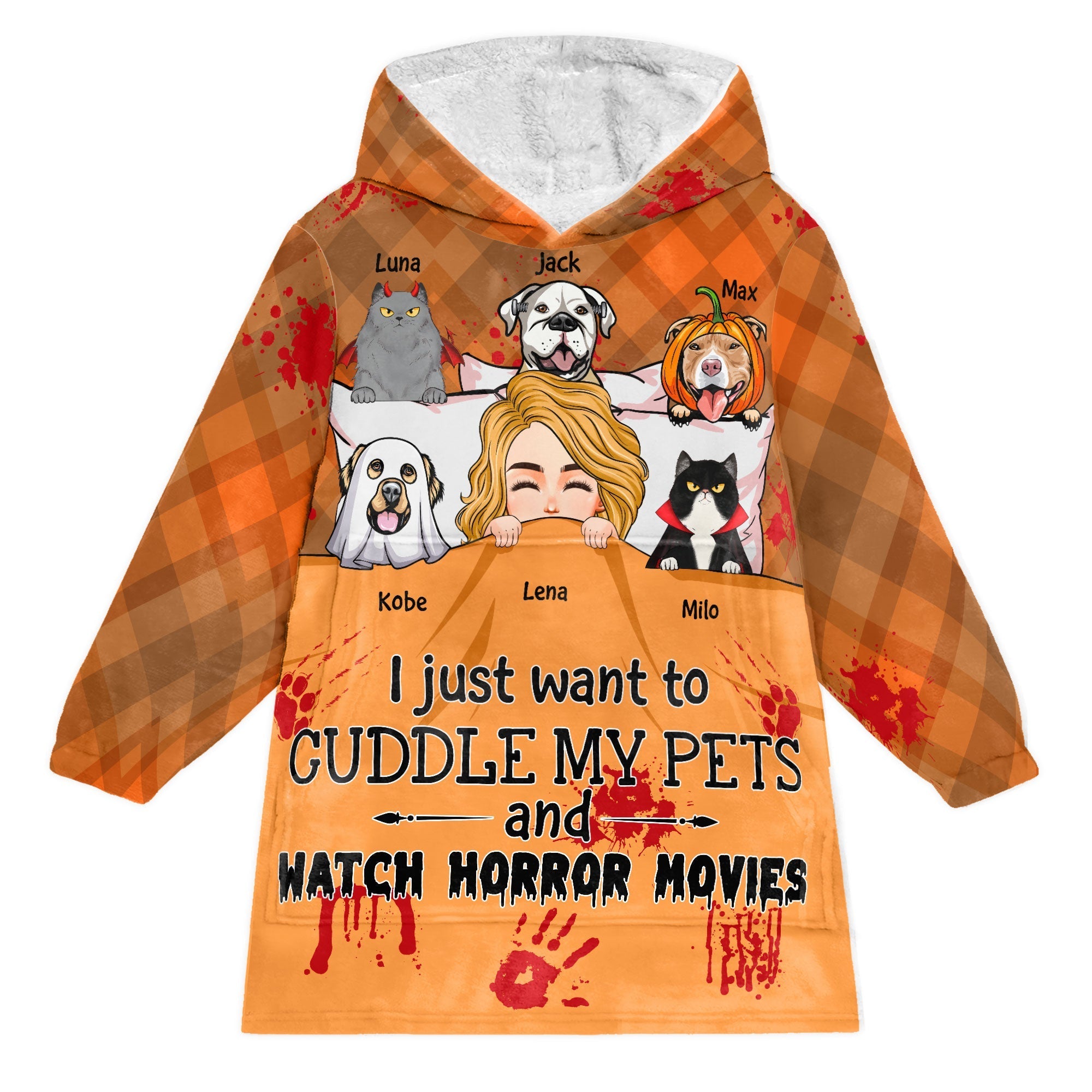 I Just Want To Cuddle My Fur Babies - Personalized Oversized Blanket Hoodie