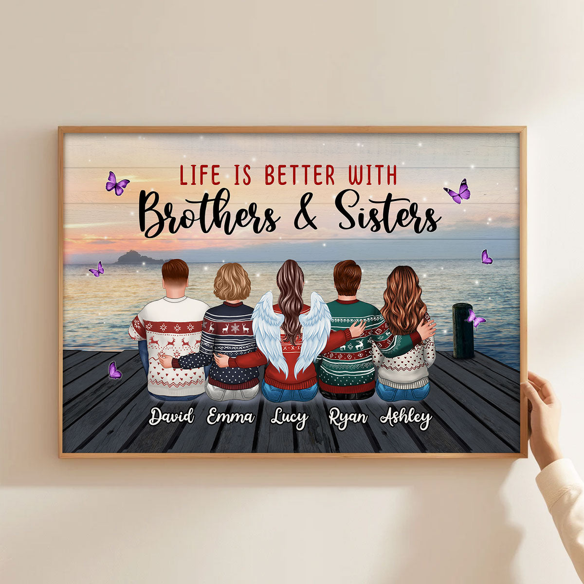 Family Siblings Besties Sitting Gift Personalized Poster