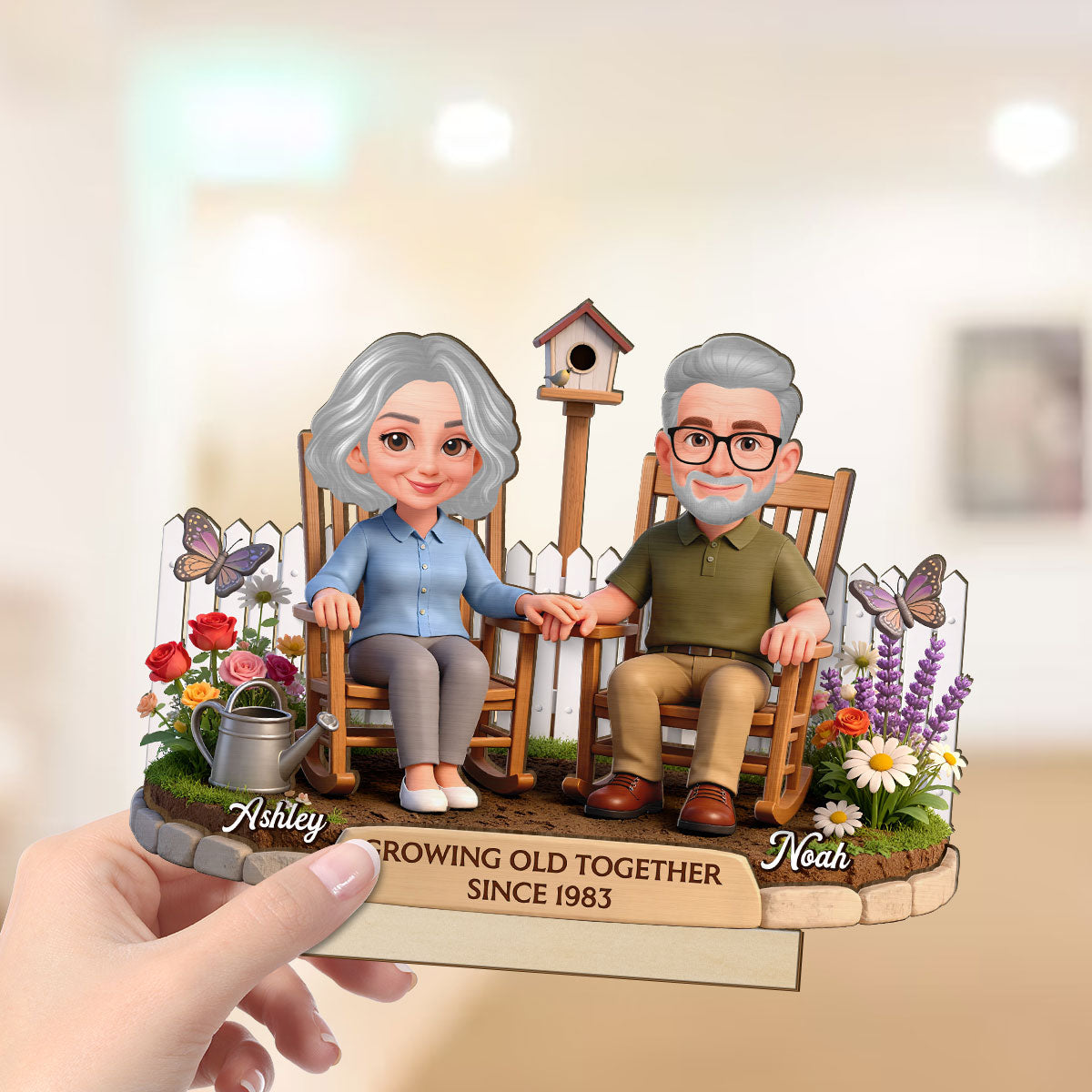 Eternal Love Couple Backyard Garden Growing Old Together - Personalized 2-Layer Wooden Plaque - Heartfelt Valentine's Day, Anniversary Gift For Couple, Gift For Him, For Her