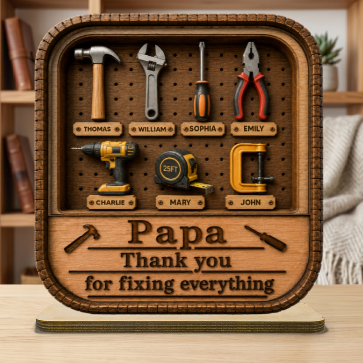 Dad Grandpa Tool Box - Personalized 2-Layered Wooden Plaque -  Gift For Dad, Husband