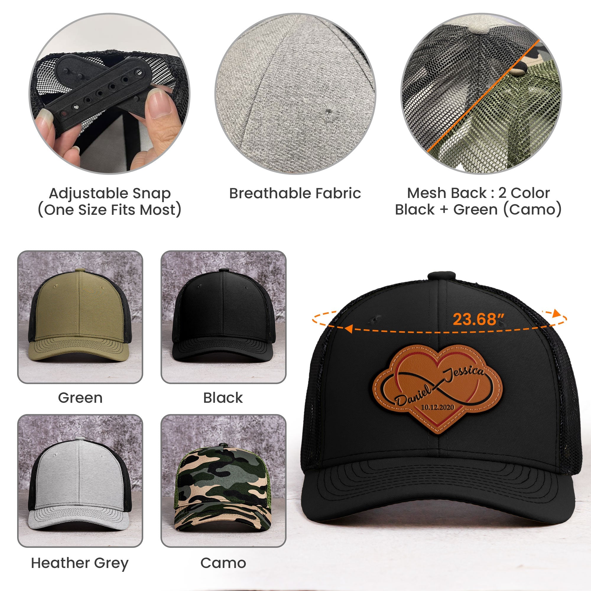 Infinity Love - Personalized Leather Patch Hat