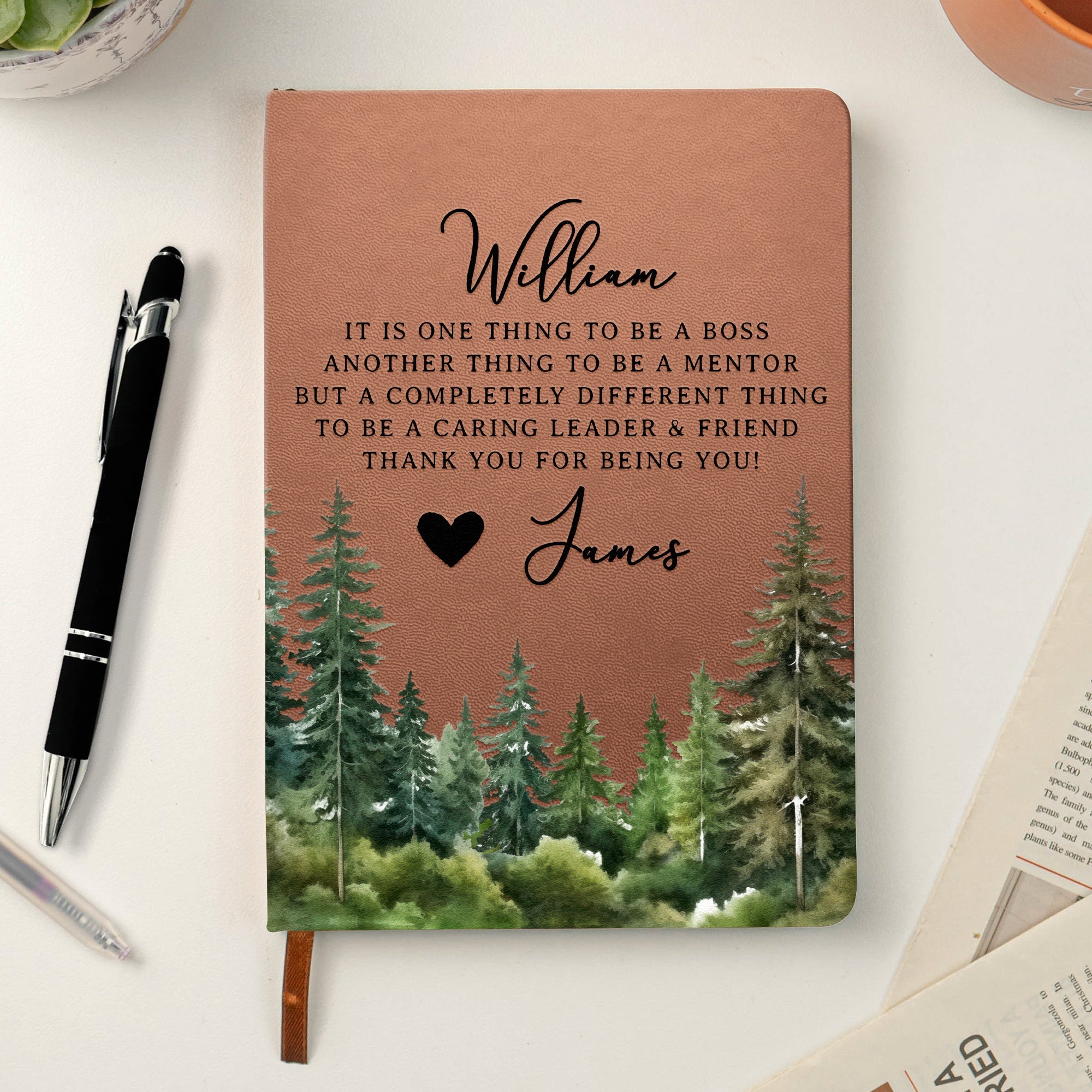 It Takes A Village Thank You Gift For Teacher Appreciation, Coworkers, Boss, Team - Personalized Leather Journal