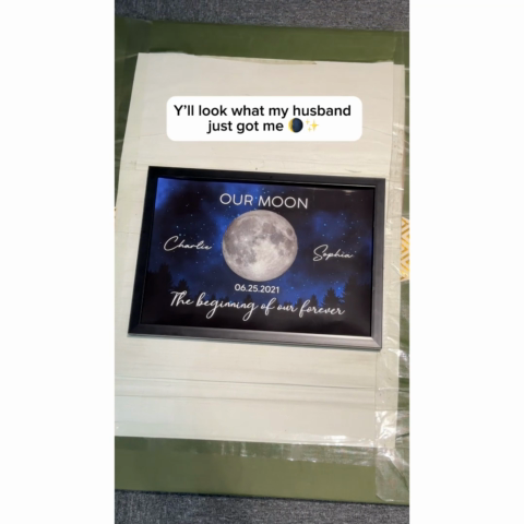 Galaxy Night Eternal Love Couple Custom Moon Phase Anniversary Date Personalized Poster| Anniversary Gift, Wedding Gift For Couple