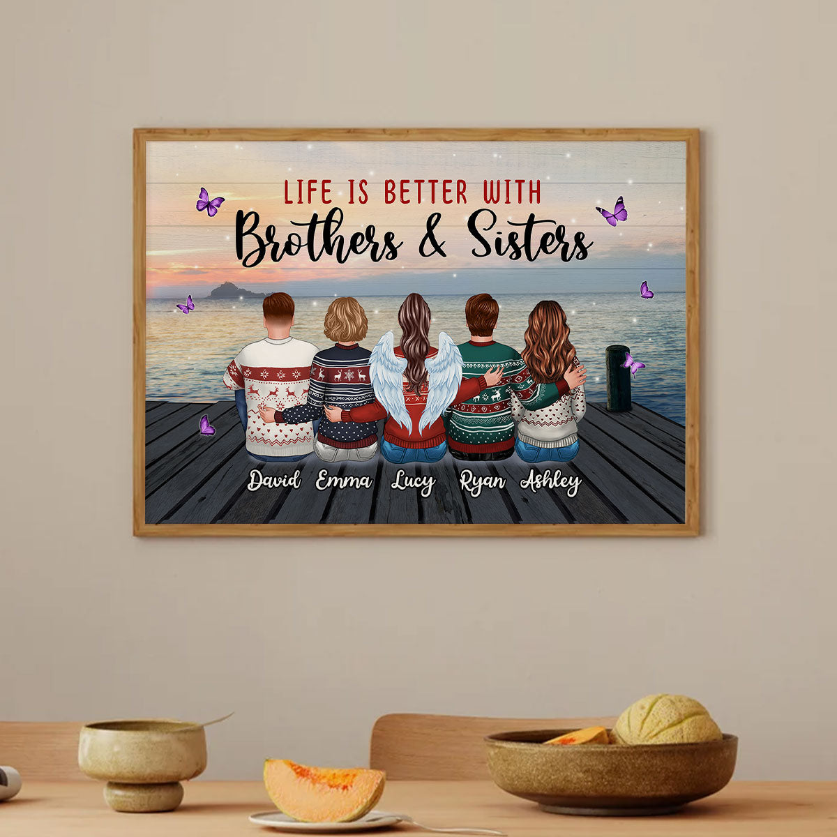 Family Siblings Besties Sitting Gift Personalized Poster