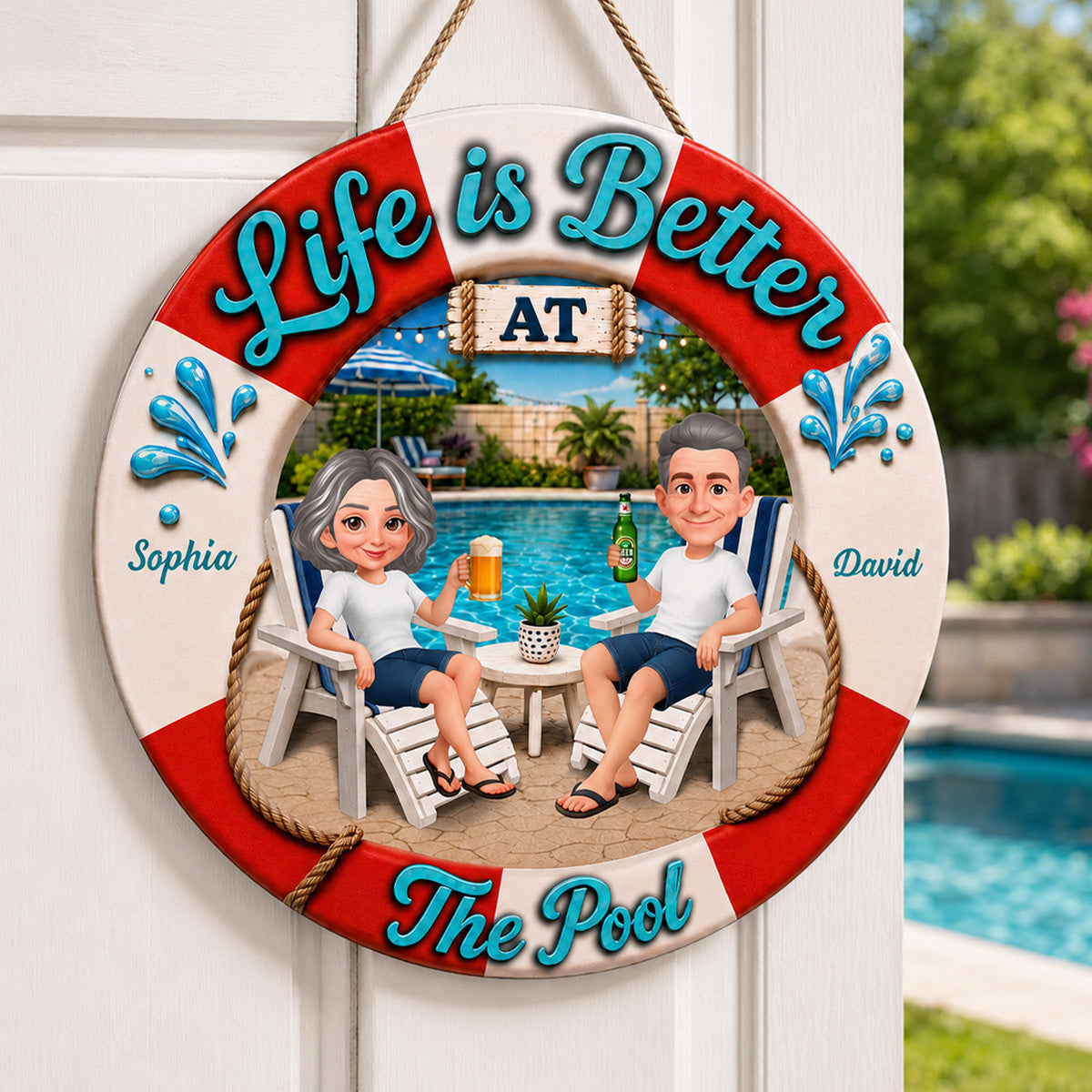 Life Is Better At The Pool 2D Flat - Personalized Wood Sign
