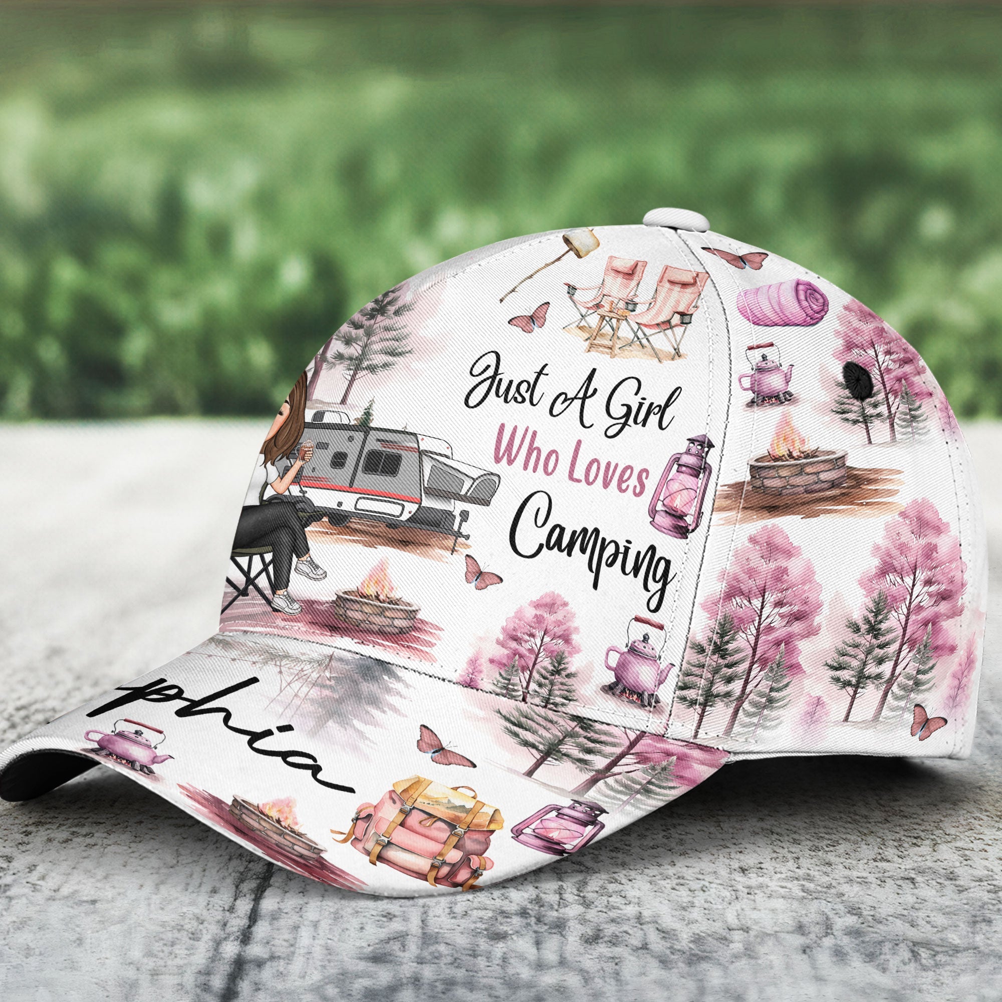 Just A Girl Who Loves Camping Camping Queen Coquette Ver - Personalized Classic Cap