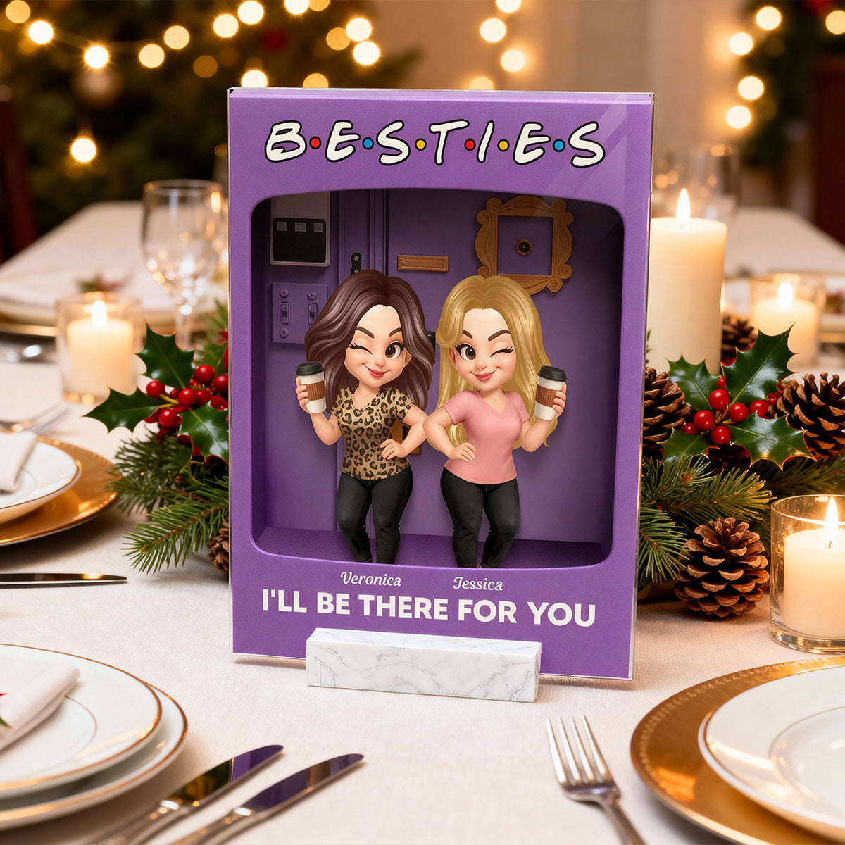 Besties Forever Best Friends Purple Toy Box Style - Personalized Acrylic Plaque - Friendship Gift For Besties