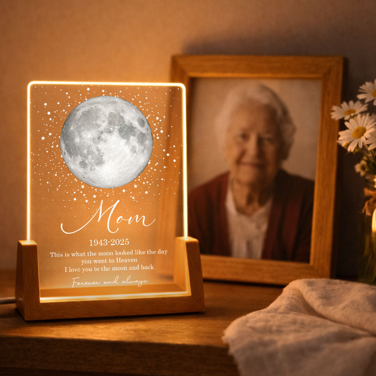 This is What the Moon Look Like the Day You Went to Heaven - Personalized LED Night Light - Heartfelt Memorial Remembrance Keepsake
