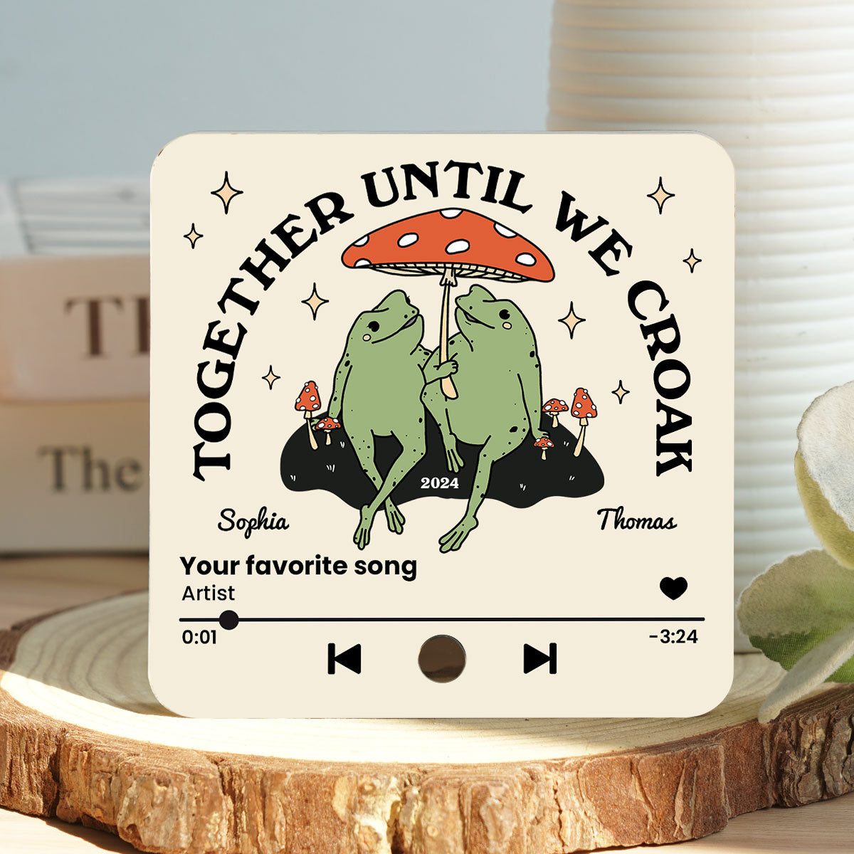 Frog Couple Together Until We Croak Vintage Anniversary Gift Personalized Music Fridge Magnet