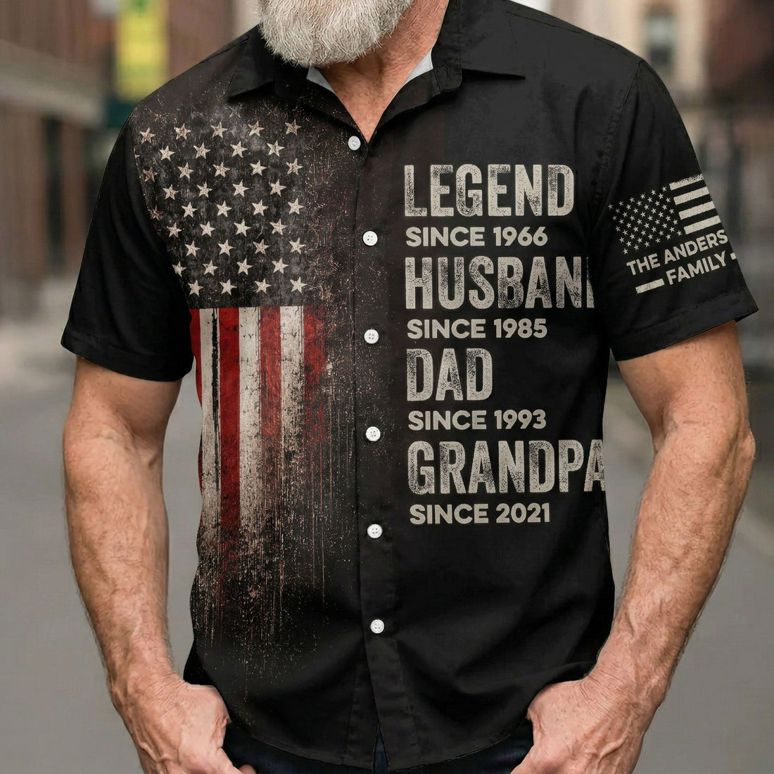 Legend, Husband, Dad And Grandpa Custom Family Name - Personalized Hawaiian Shirt