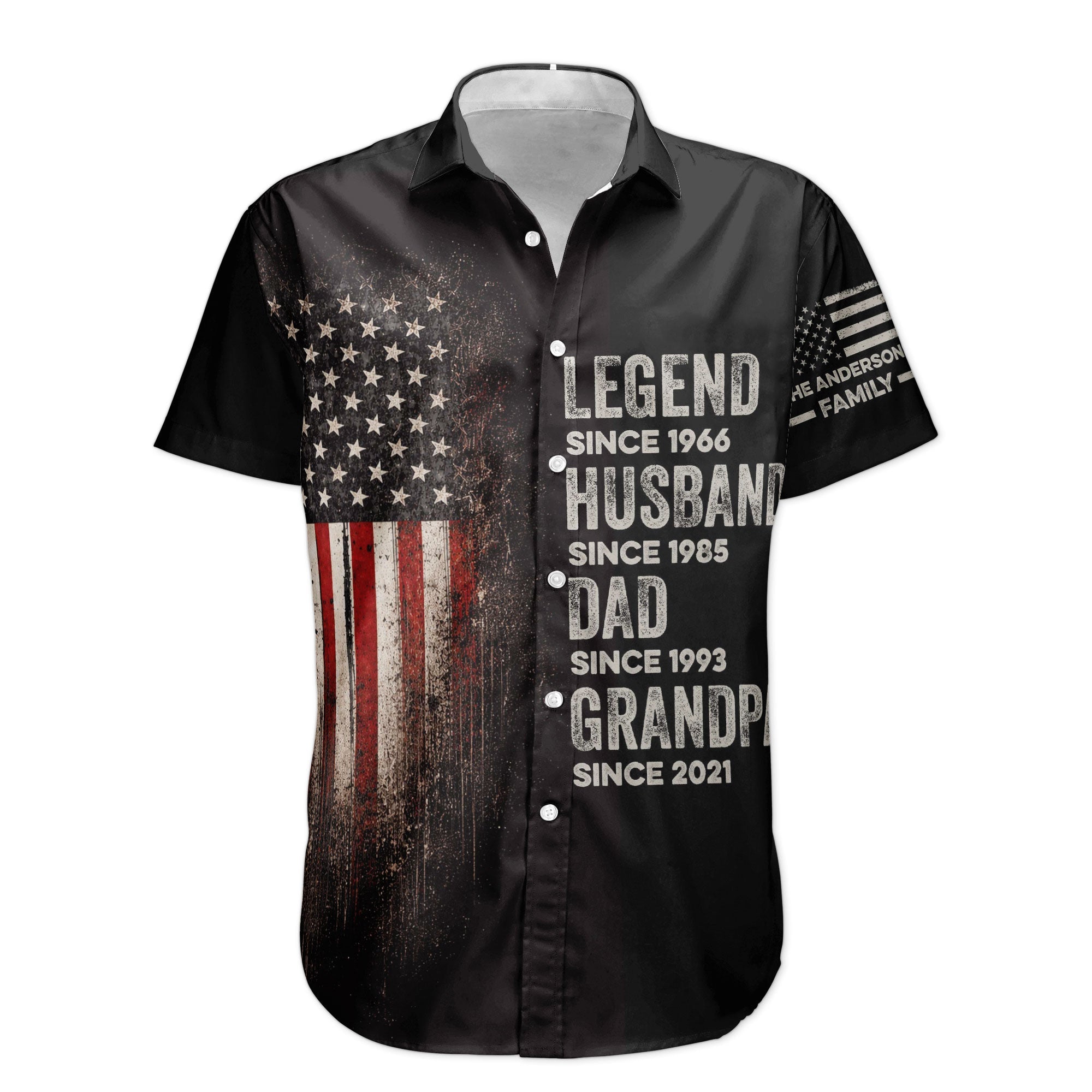 Legend, Husband, Dad And Grandpa Custom Family Name - Personalized Hawaiian Shirt