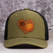 Love Football, Baseball, Softball, Sports - Personalized Leather Patch Hat