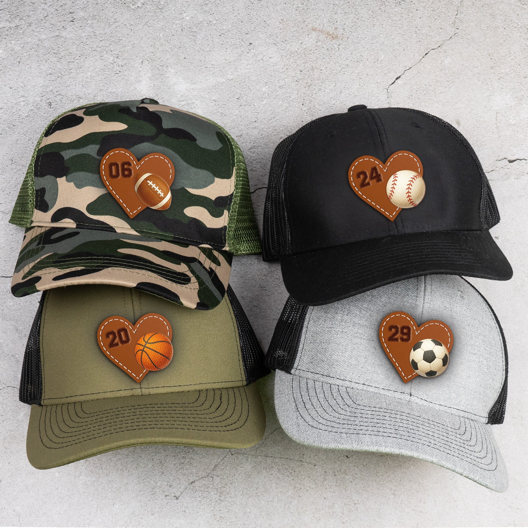 Love Football, Baseball, Softball, Sports - Personalized Leather Patch Hat