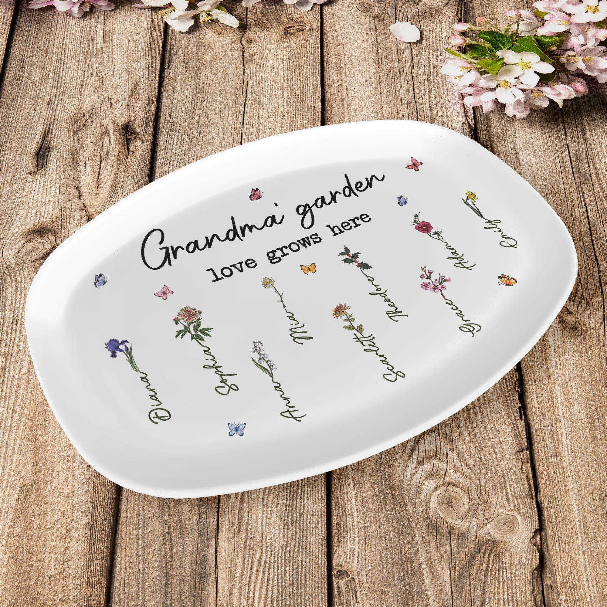 Love Grows In Grandma's Garden - Personalized Platter