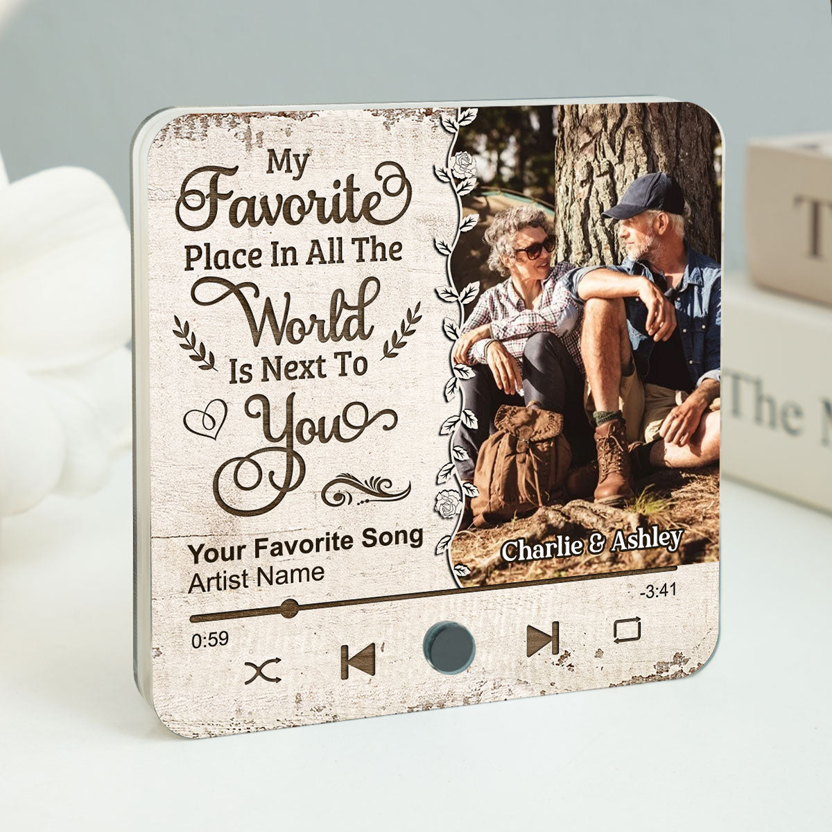 Favorite Place In The World Couple Custom Photo Personalized Music Fridge Magnet,  Gift For Him, For Her