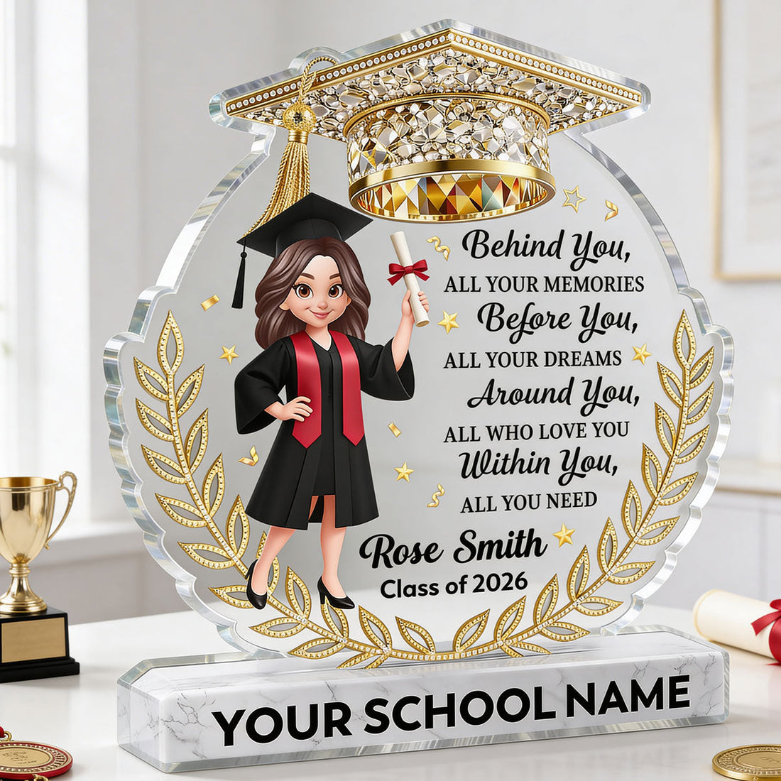 Before You All Your Dreams Graduation - Personalized Acrylic Block Plaque - Graduation Gift For Graduates, Daughter, Son