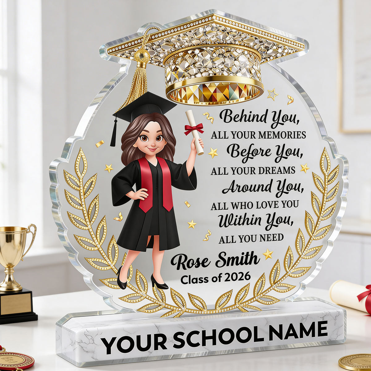 Before You All Your Dreams Graduation - Personalized Acrylic Block Plaque - Graduation Gift For Graduates, Daughter, Son