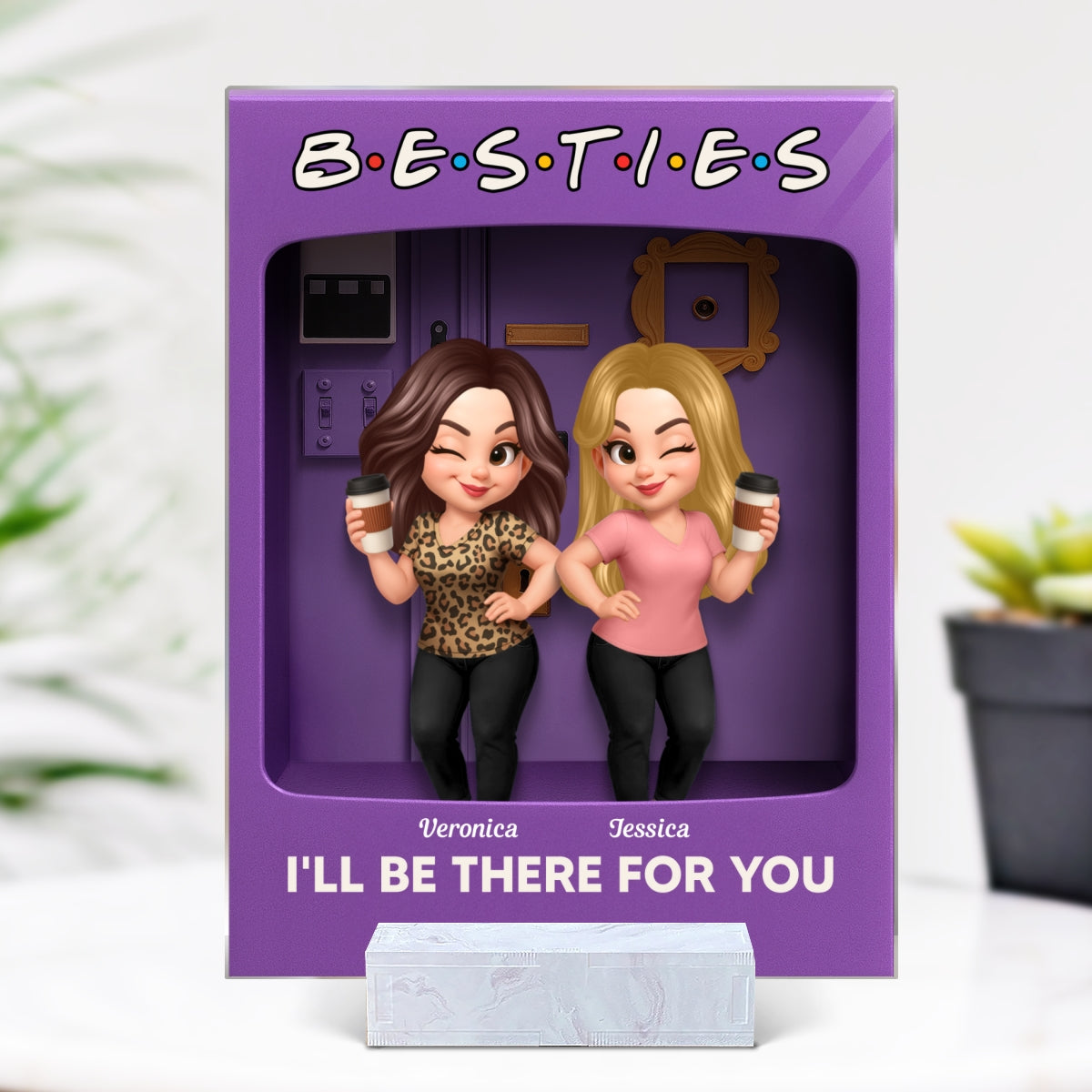 Besties Forever Best Friends Purple Toy Box Style - Personalized Acrylic Plaque - Friendship Gift For Besties