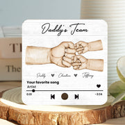 Daddy's Team Fist Bump Personalized Personalized Music Fridge Magnet, Heartfelt Gift For Dad