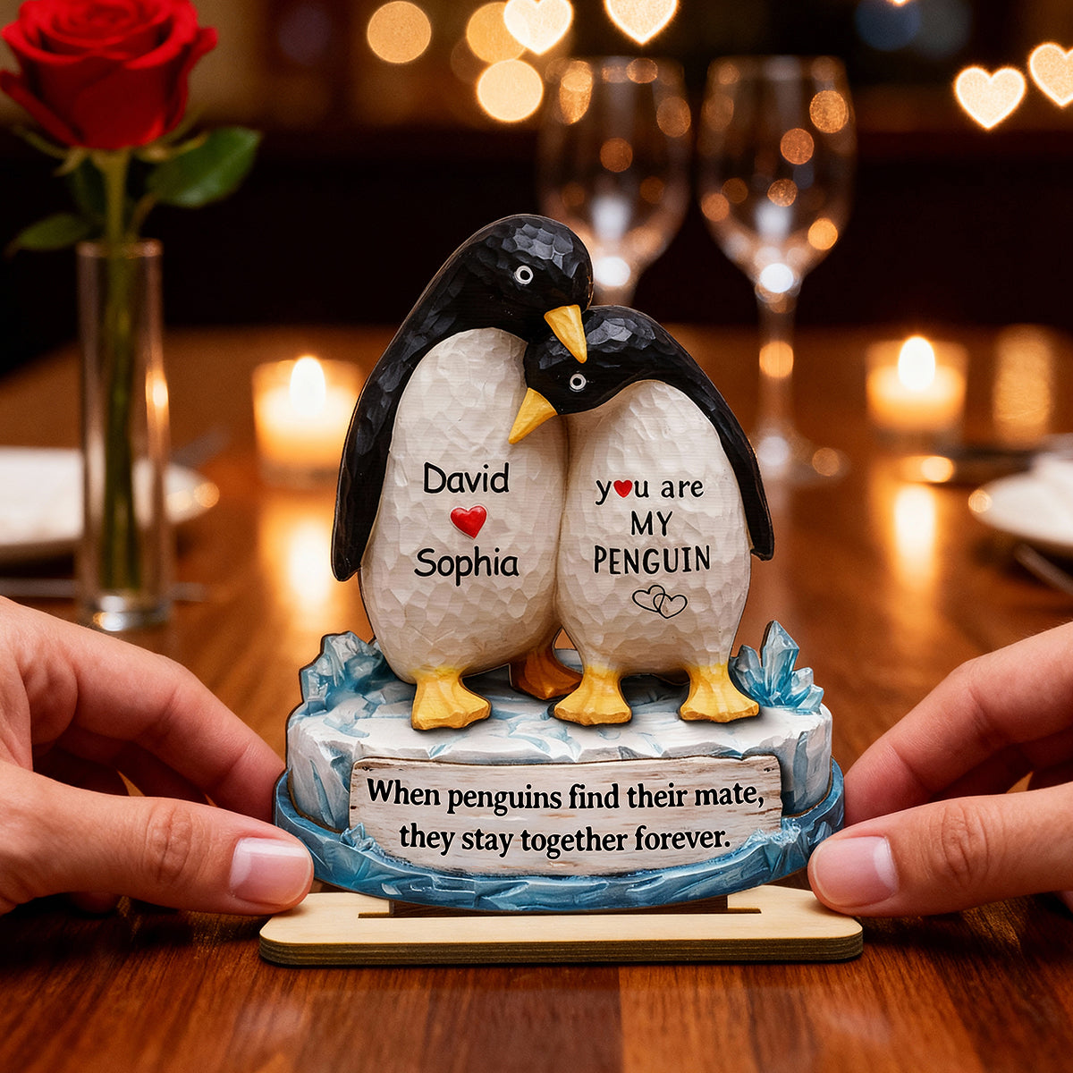 You Are My Penguin - Personalized 2-Layered Wooden Plaque - Sentimental Wedding Anniversary Gift, Gift for Him, for Her