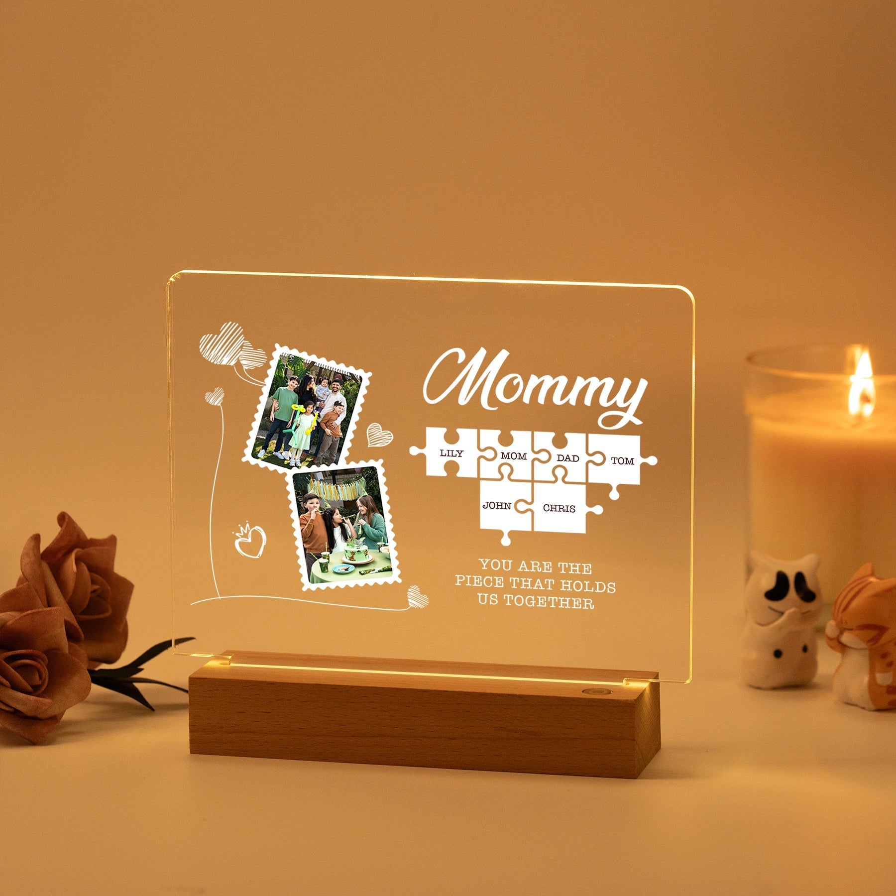 Custom LED Light Frame - Puzzle Piece That Connects Us All