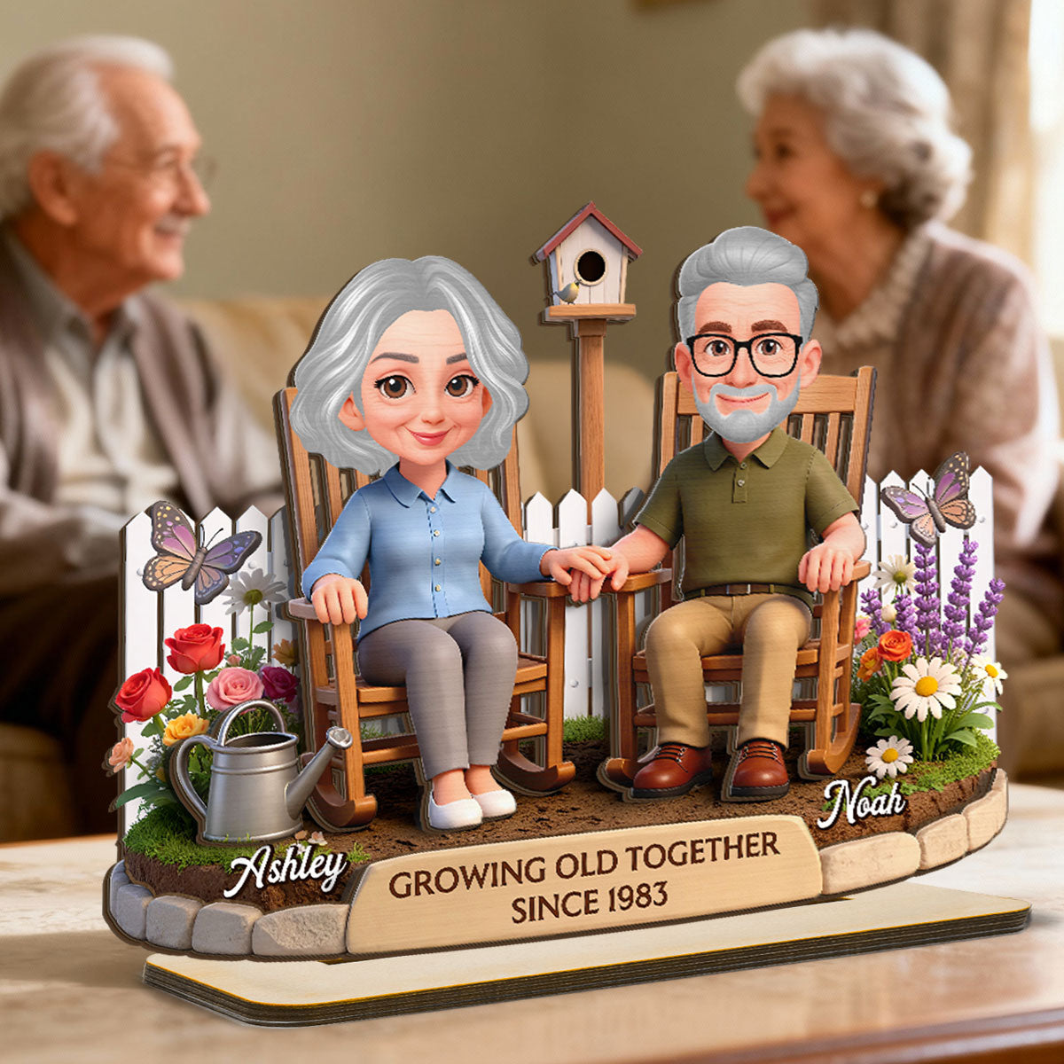 Eternal Love Couple Backyard Garden Growing Old Together - Personalized 2-Layer Wooden Plaque - Heartfelt Valentine's Day, Anniversary Gift For Couple, Gift For Him, For Her