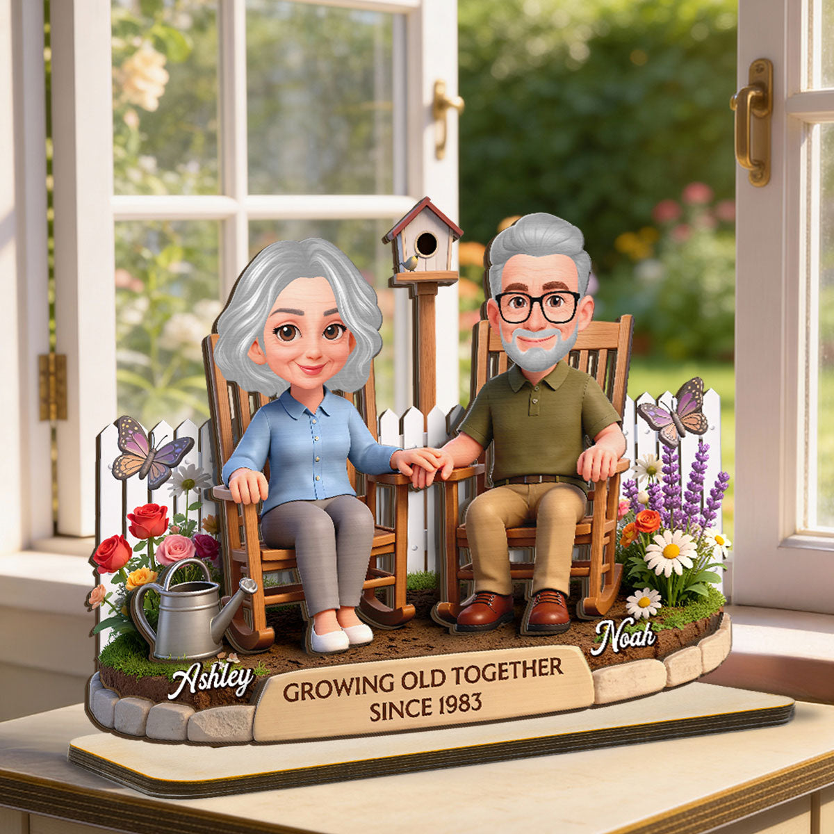 Eternal Love Couple Backyard Garden Growing Old Together - Personalized 2-Layer Wooden Plaque - Heartfelt Valentine's Day, Anniversary Gift For Couple, Gift For Him, For Her