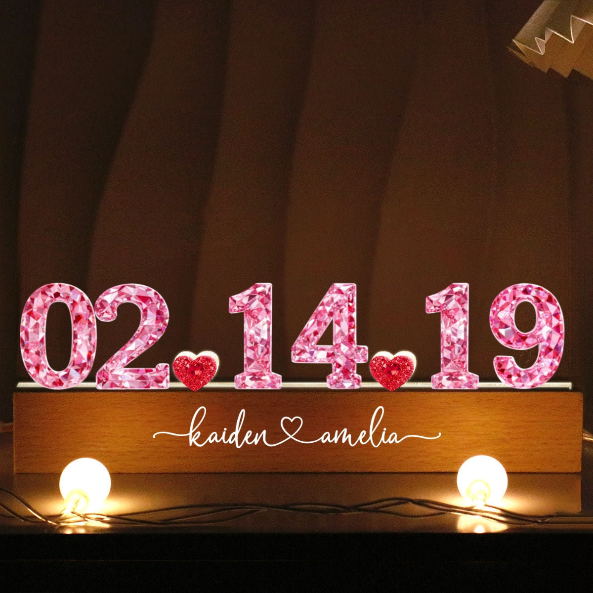 Couple Anniversary Date 3D Crystal Effect - Personalized Acrylic Block LED Night Light - Heartfelt 2026 Gift for Her, Gift for Him