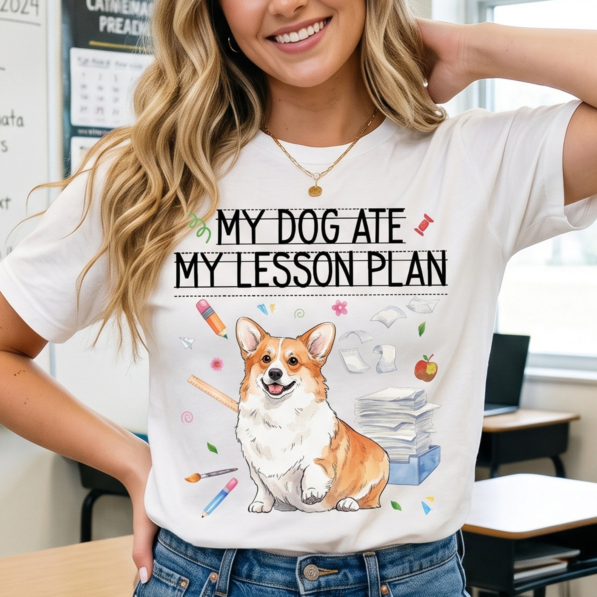 My Dog Ate My Lesson Plan Custom Pet Photo Back To School Gifts For Teacher - Personalized Shirt
