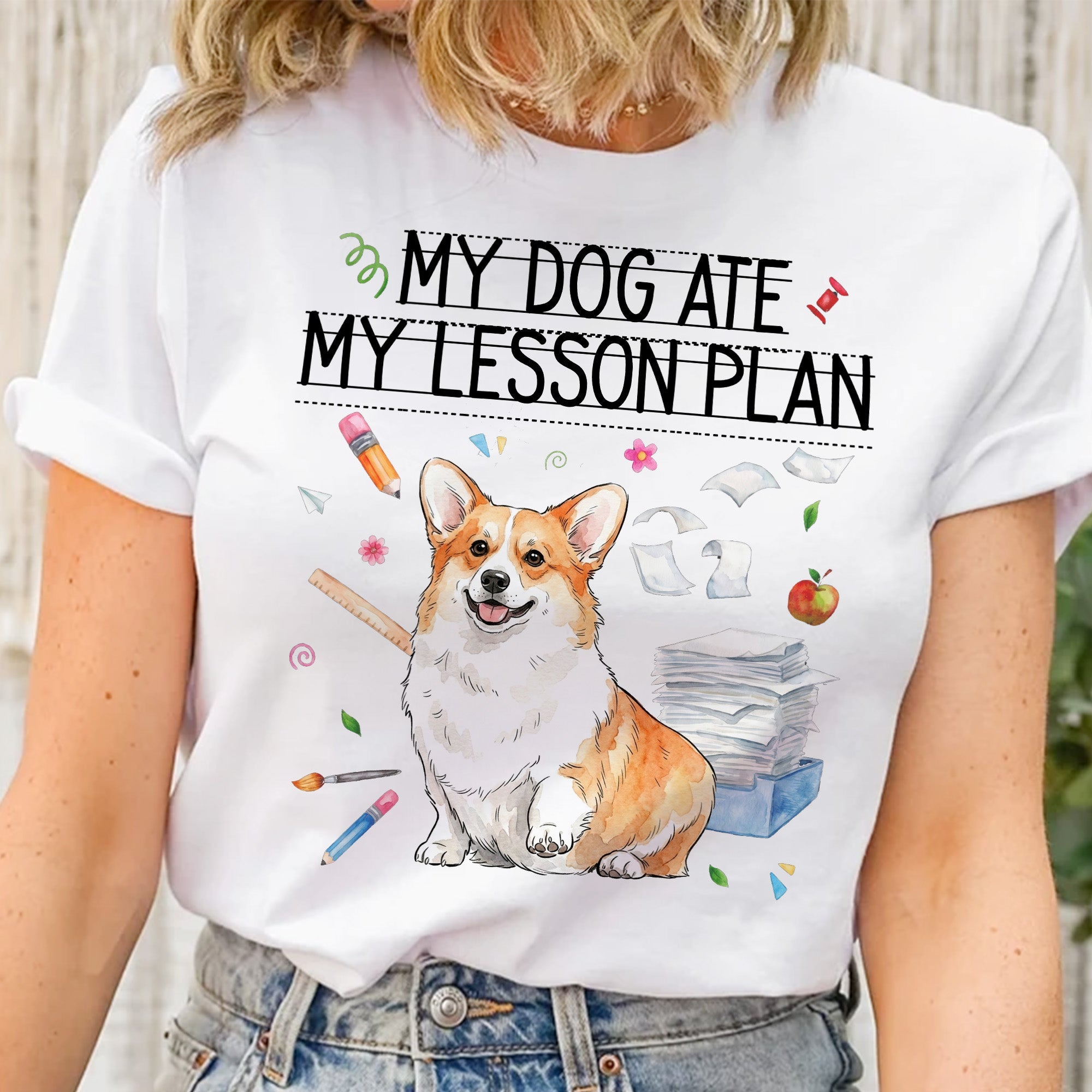 My Dog Ate My Lesson Plan Custom Pet Photo Back To School Gifts For Teacher - Personalized Shirt
