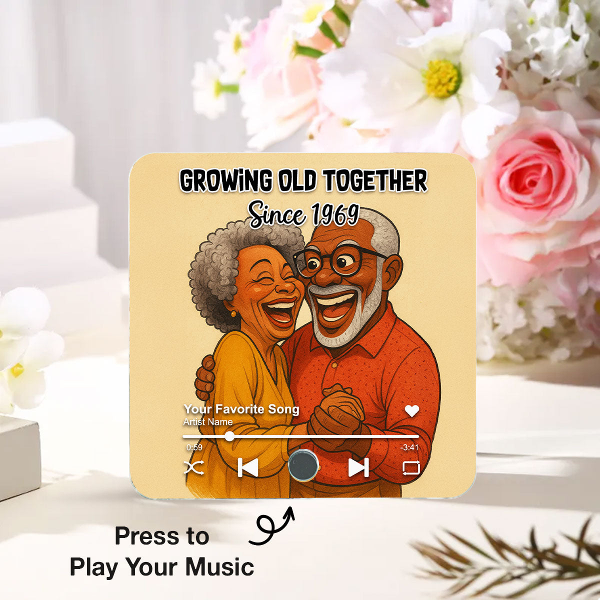 Caricature Couple Photo Personalized Music Fridge Magnet, Anniversary, Birthday, Just Because Gift for him, Gift for her