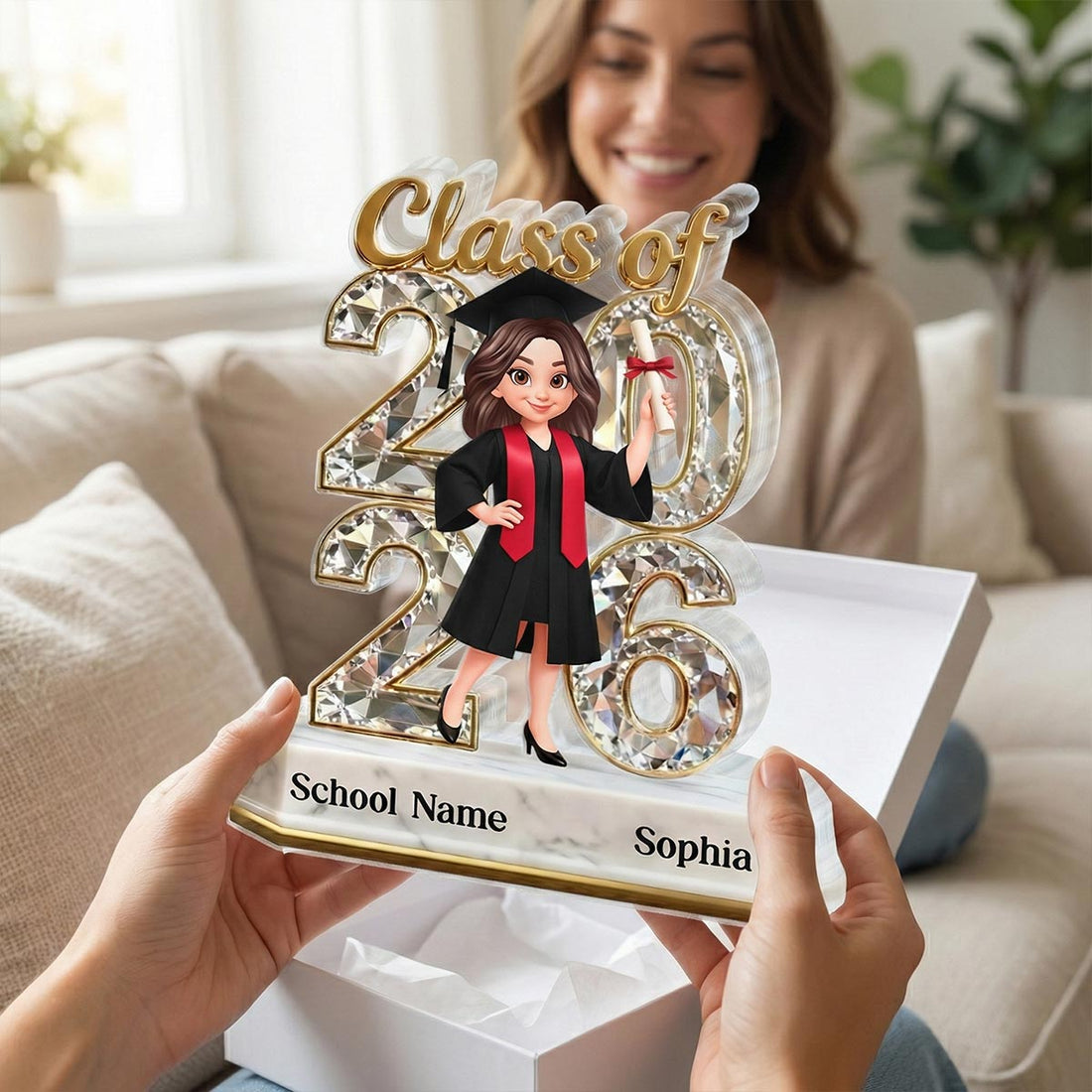 Senior Class Of 2026 2027 Graduate Keepsake 2D Flat - Personalized Acrylic Block Plaque - Graduation Gift For Daughter, Son