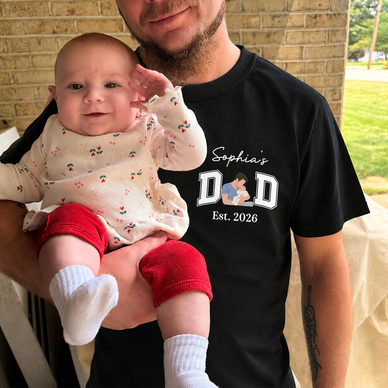 New Dad, Mom, 1st Parents - Custom Name & Photo Faceless Art - Personalized Shirt
