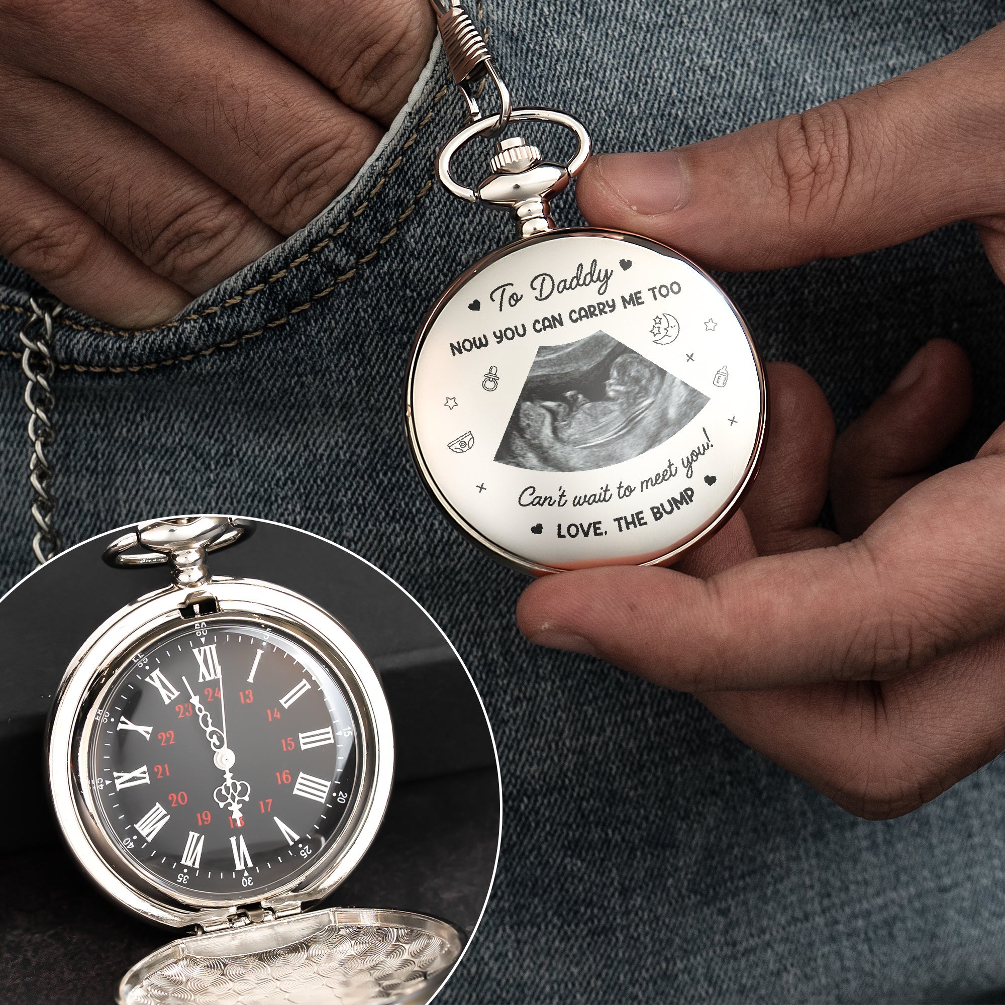 Now You Can Carry Me Too First Father's Day For Dad, Husband - Personalized Pocket Watch