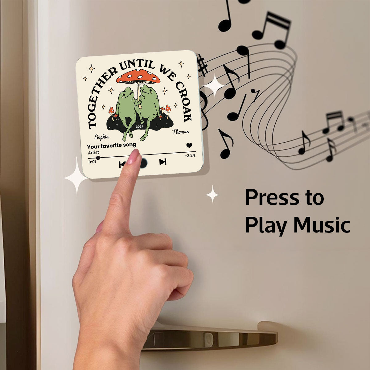Frog Couple Together Until We Croak Vintage Anniversary Gift Personalized Music Fridge Magnet