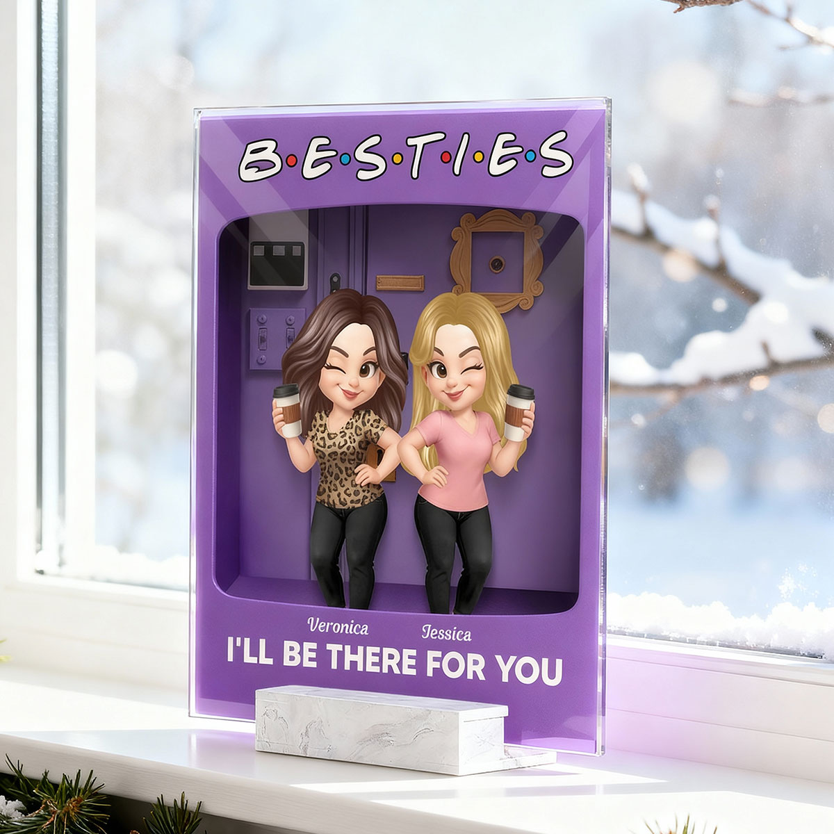 Besties Forever Best Friends Purple Toy Box Style - Personalized Acrylic Plaque - Friendship Gift For Besties