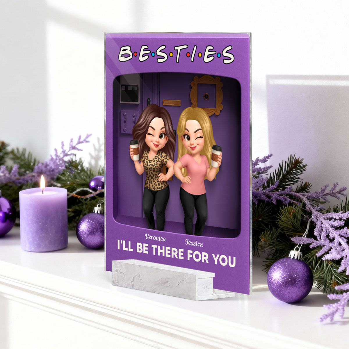 Besties Forever Best Friends Purple Toy Box Style - Personalized Acrylic Plaque - Friendship Gift For Besties