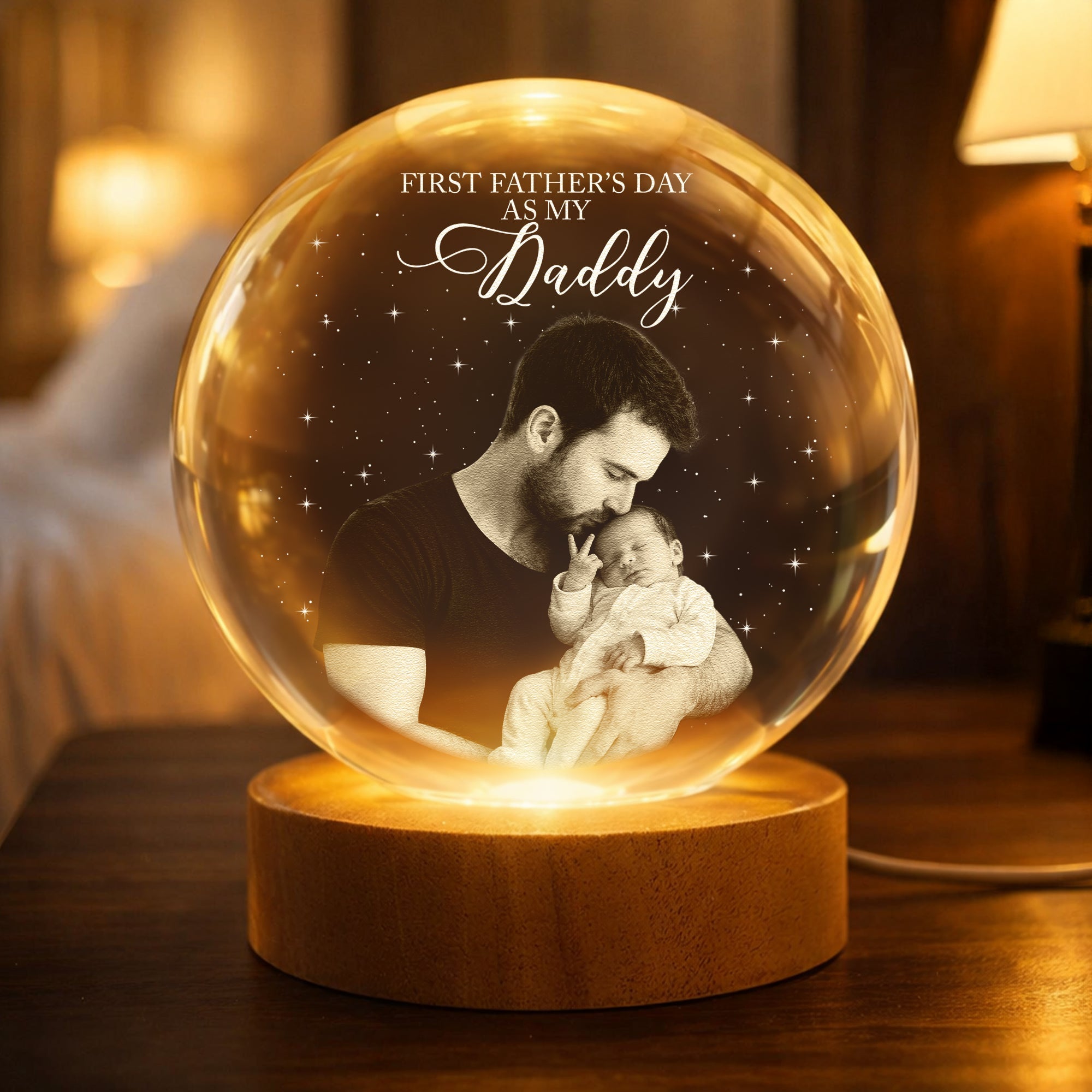 Our First Father's Day Together Custom Photo, For New Dad - Personalized Night Light