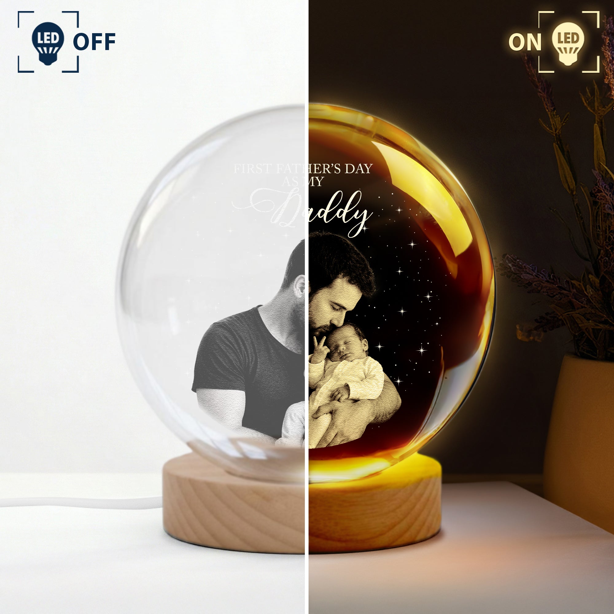 Our First Father's Day Together Custom Photo, For New Dad - Personalized Night Light
