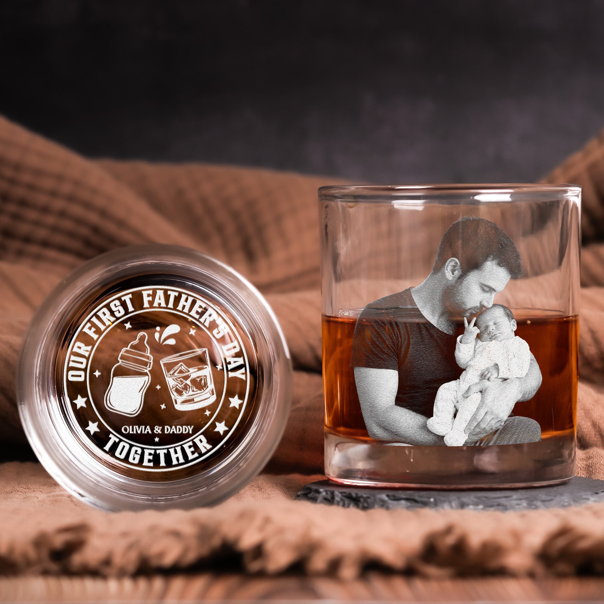 Our First Father’s Day Together - First Father's Day Gifts For New Dad - Personalized Whiskey Glass