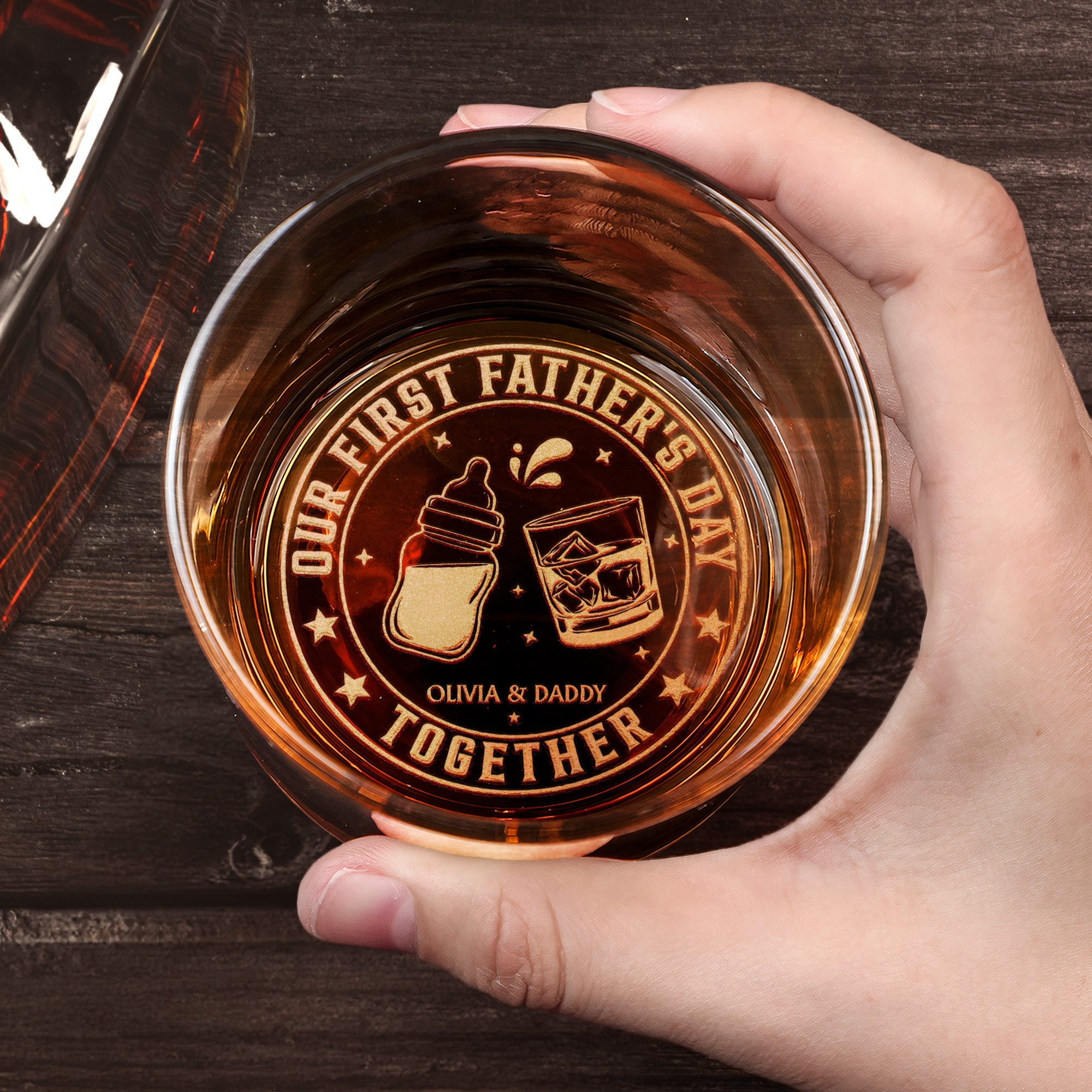 Our First Father’s Day Together - First Father's Day Gifts For New Dad - Personalized Whiskey Glass