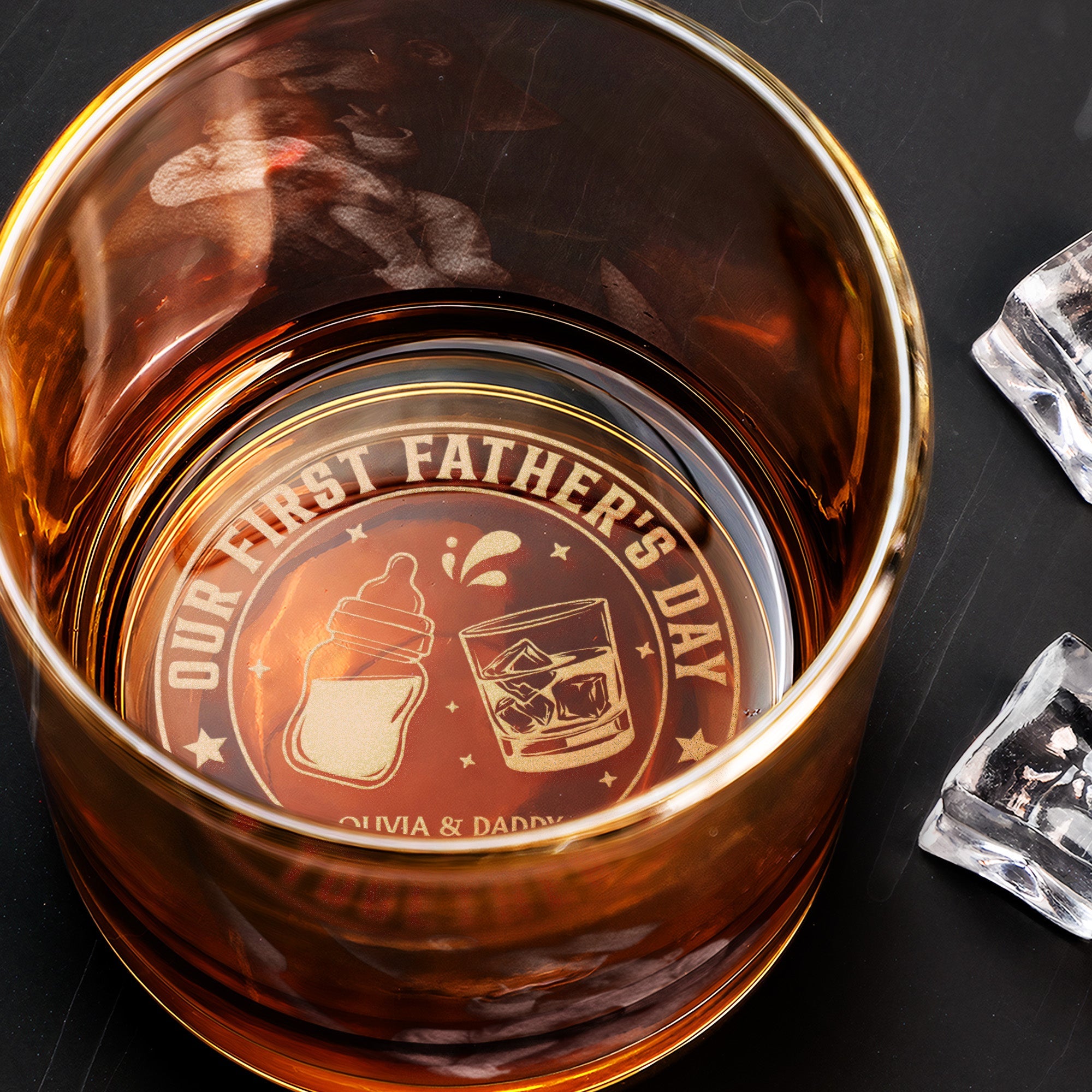 Our First Father’s Day Together - First Father's Day Gifts For New Dad - Personalized Whiskey Glass