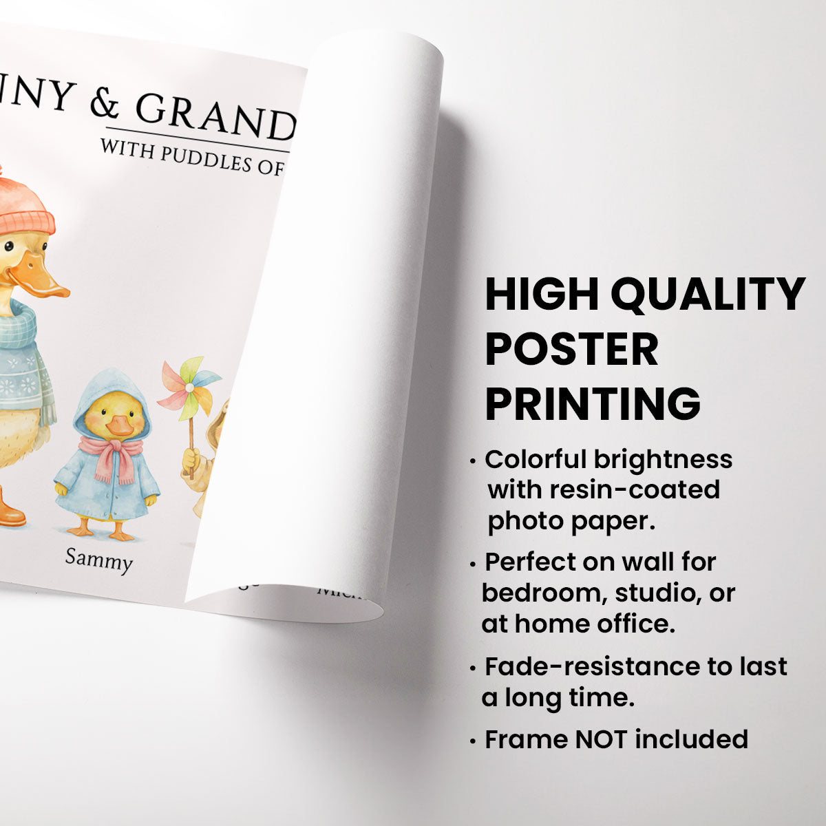 Nanny & Granddad's Flock with Puddles of Love - Personalised Poster - Gift for Grandparents