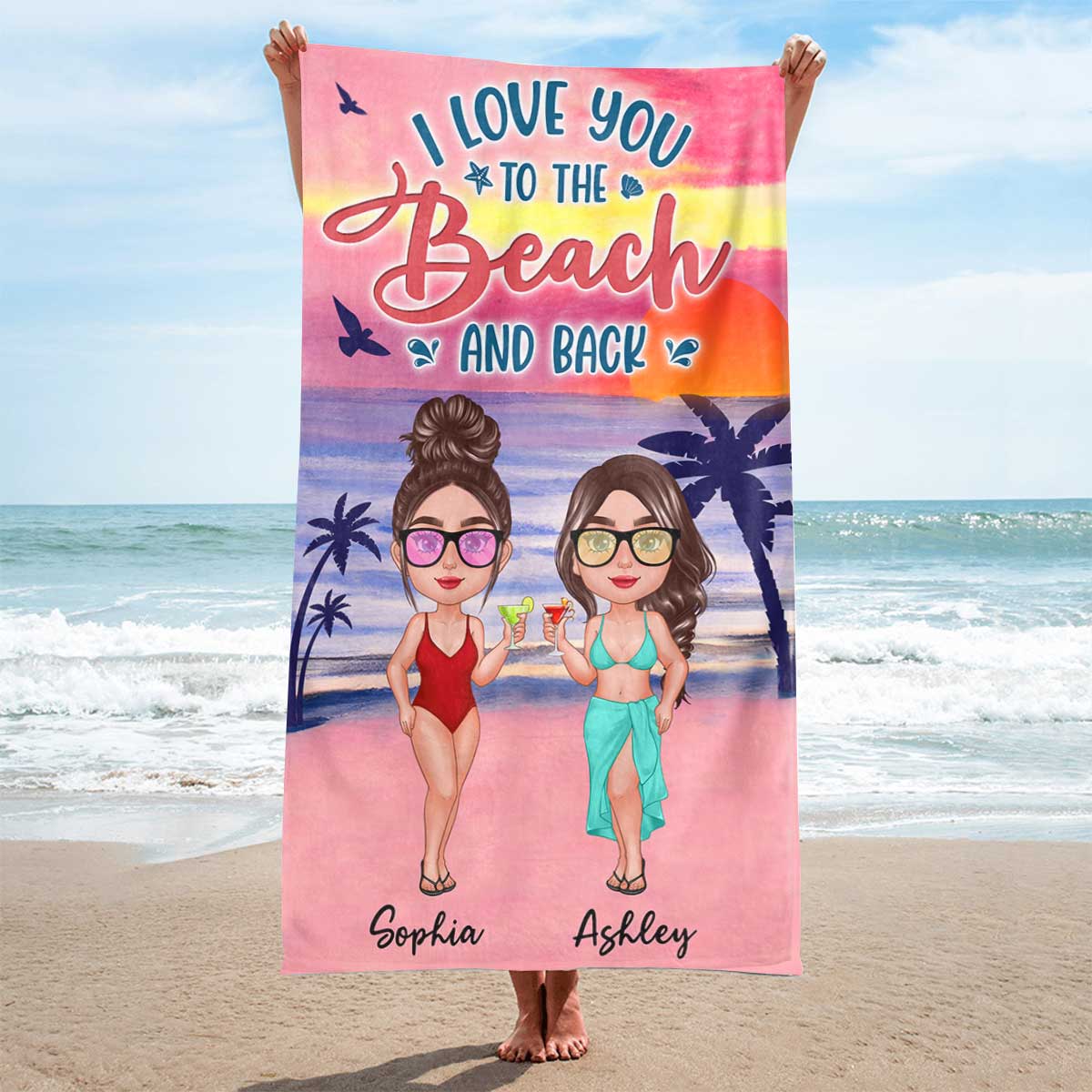 Doll Women Standing New Face Besties Sisters Summer Personalized Beach Towel