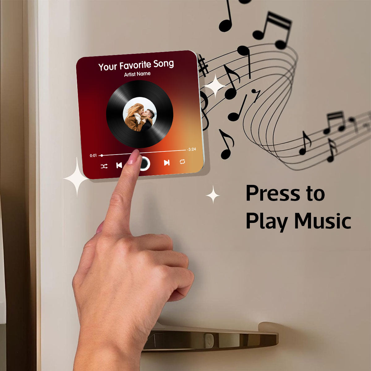 Custom Photo & Favorite Song Disc Personalized Music Fridge Magnet,  Gift For Couple