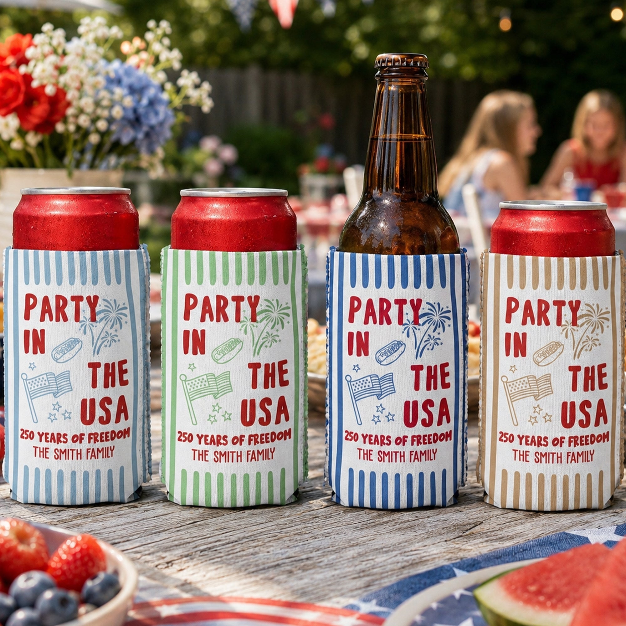 Party In The USA 250 Years Of Freedom - Personalized Can Cooler
