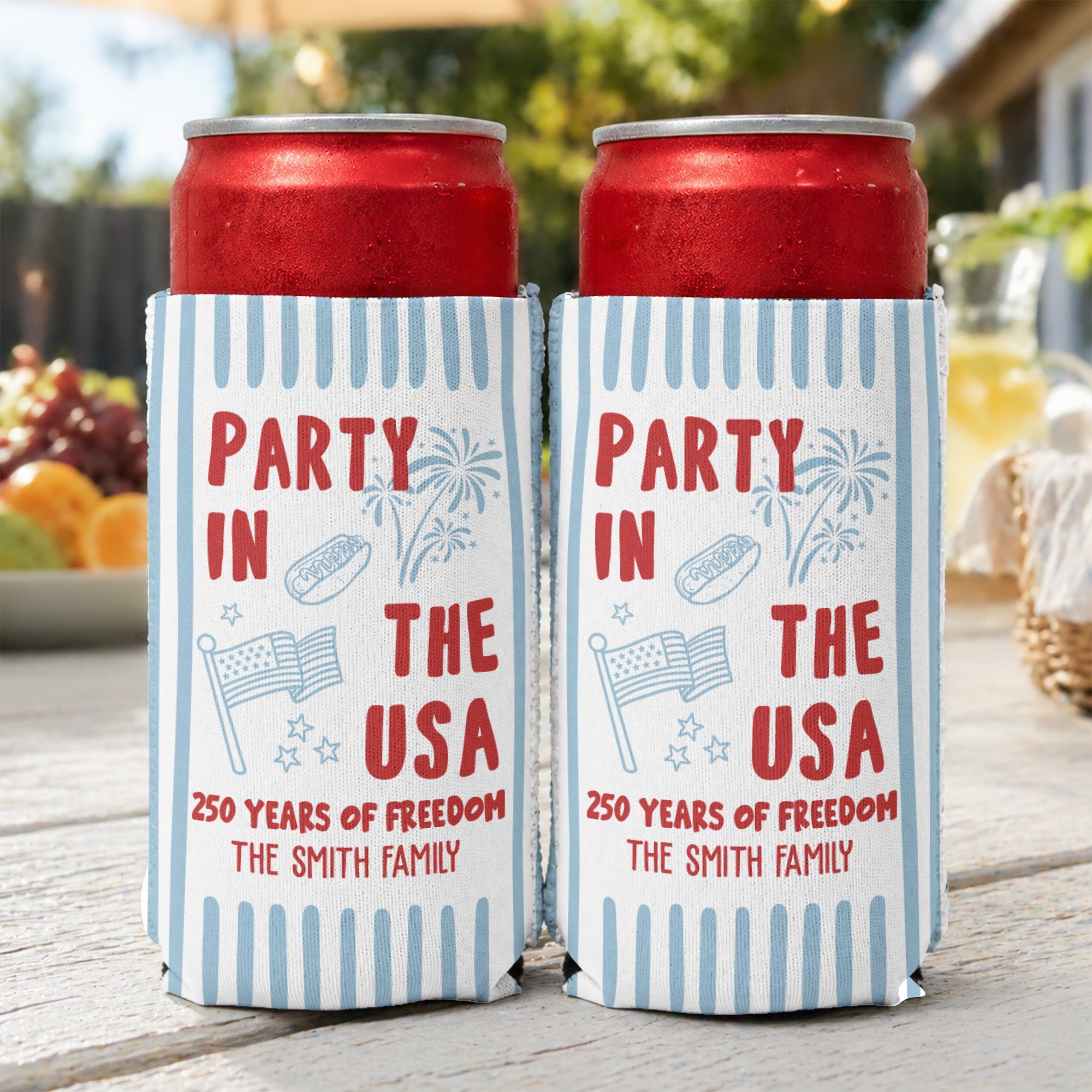 Party In The USA 250 Years Of Freedom - Personalized Can Cooler