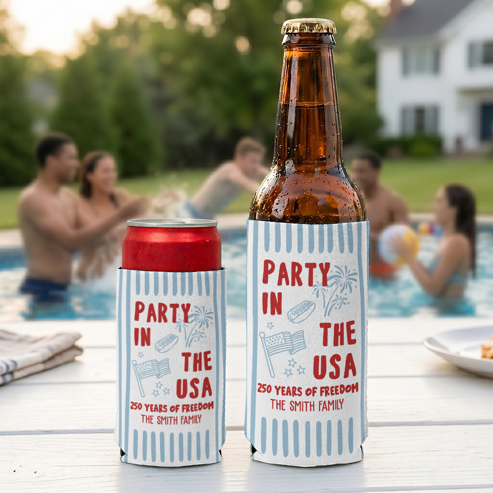 Party In The USA 250 Years Of Freedom - Personalized Can Cooler