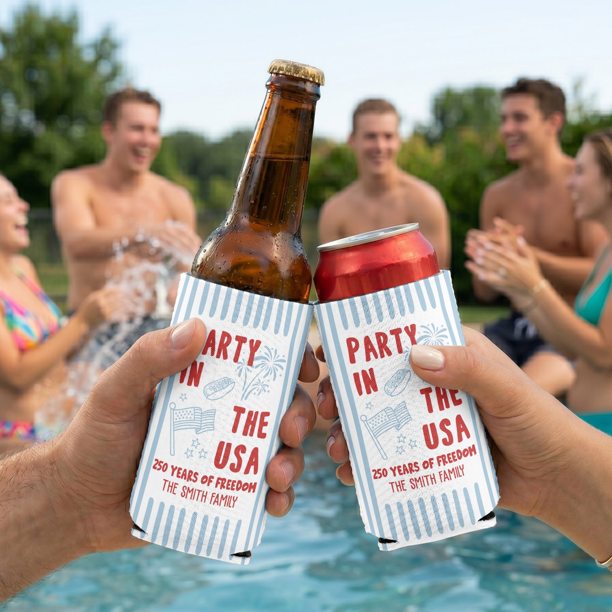 Party In The USA 250 Years Of Freedom - Personalized Can Cooler